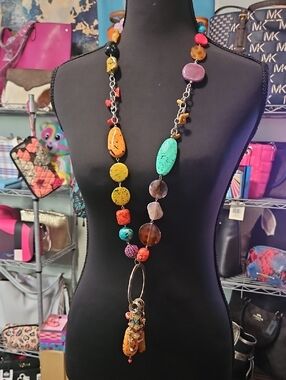 Multicolor Bead Statement Necklace - Colorful Women’s Fashion Jewelry